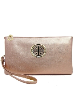 Womens Multi Compartment Functional Emblem Crossbody Bag With Detachable Wristlet WU020L ROSEGOLD